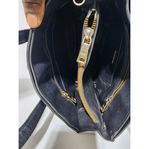 Prada Saffiano Soft Triple Pocket Tote Bag Black - Picture 14 of 16